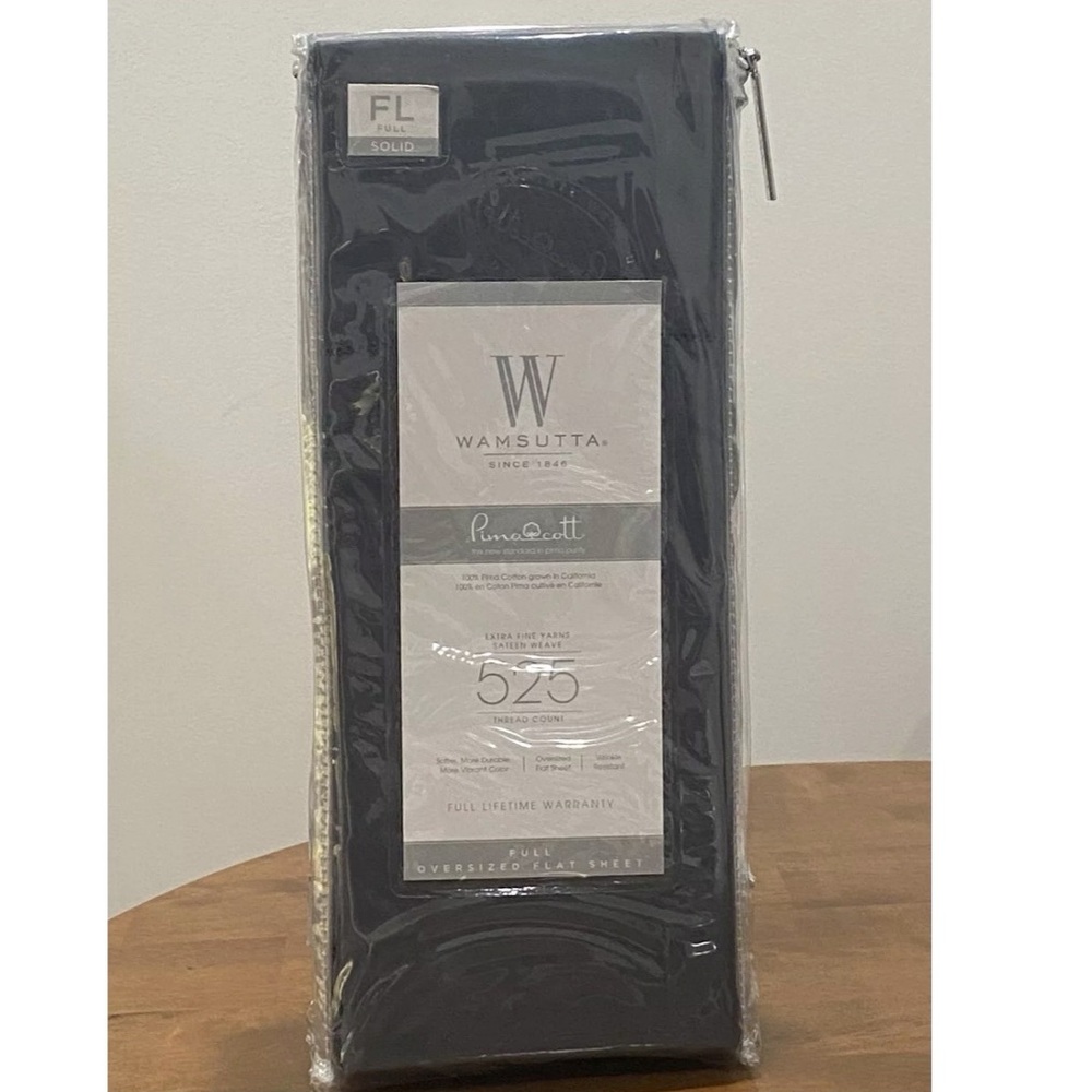 Wamsutta® 525-Thread Wrinkle Resistant Full Flat Sheet Charcoal NWT